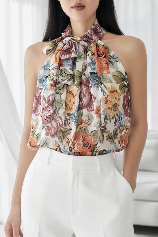 Blouses Femme rose à fleurs ELLE STYLE GL_0795_POIS_326ANAIS Efashion Paris