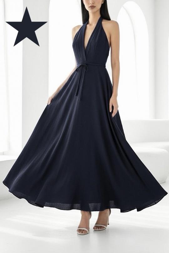 Robes longues Femme Bleu marine ELLE STYLE GL_0555_JEANNE_426 Efashion Paris