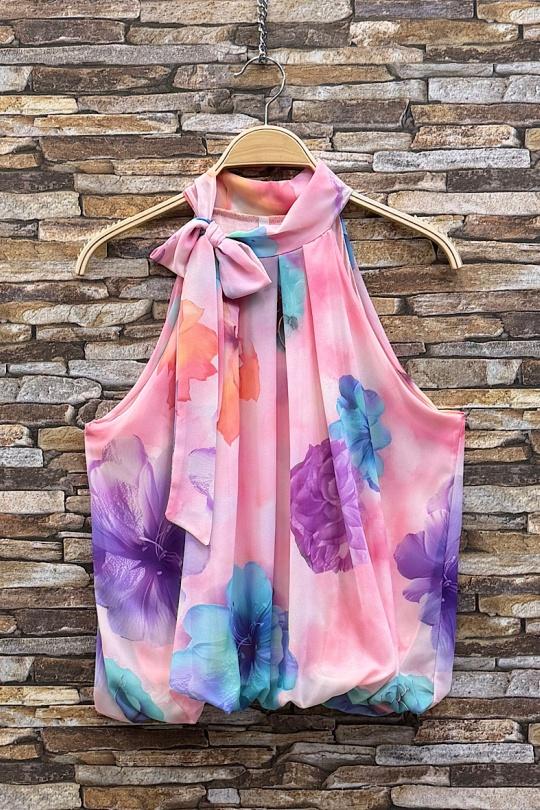 Blouses Femme rose à fleurs ELLE STYLE GL_0795_POIS_326ANAIS Efashion Paris