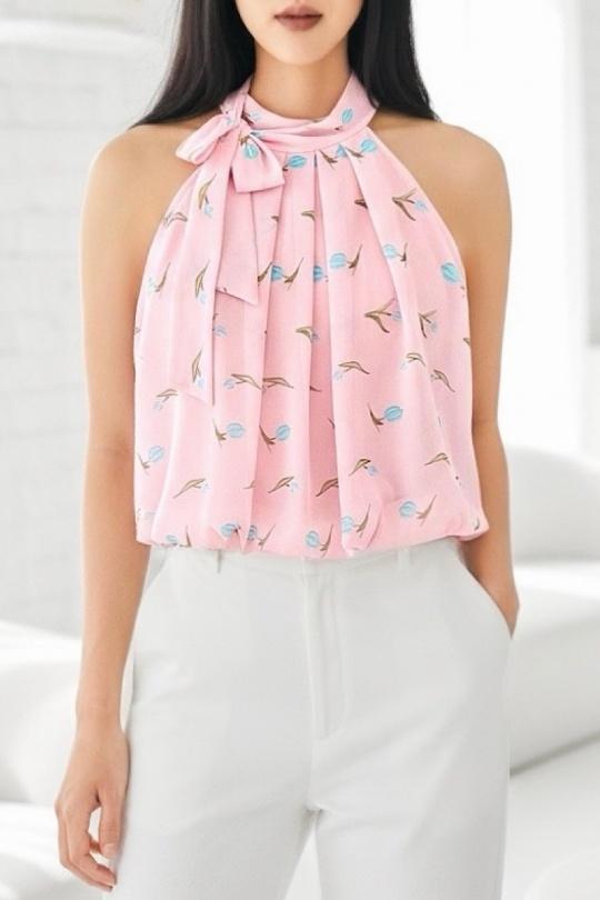 Blouses Femme rose à fleurs ELLE STYLE GL_0795_POIS_326ANAIS Efashion Paris