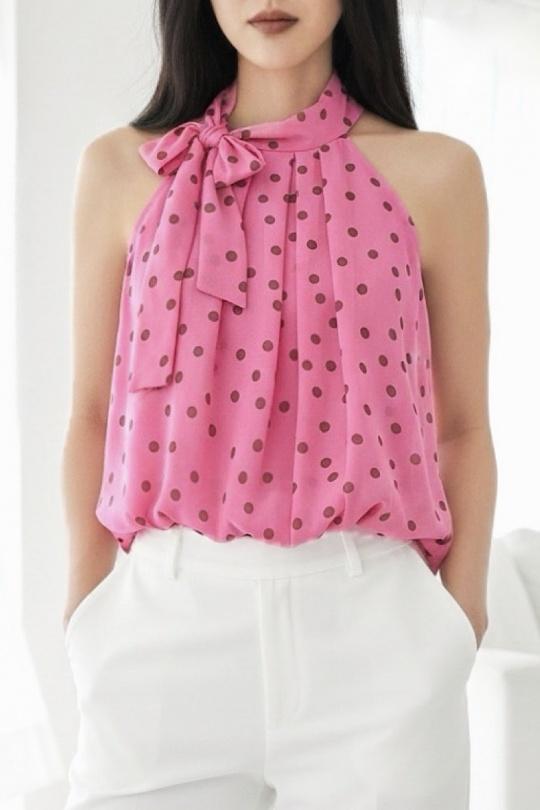 Blouses Femme rose à fleurs ELLE STYLE GL_0795_POIS_326ANAIS Efashion Paris