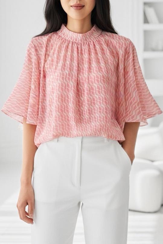Blouses Femme Rose corail ELLE STYLE TH_26108_ALL_126_AGNES Efashion Paris