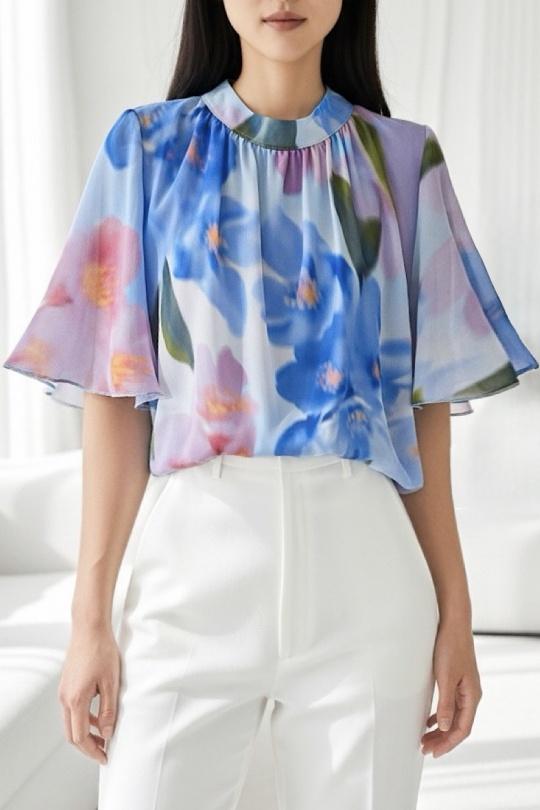 Blouses Femme Rose corail ELLE STYLE TH_26108_ALL_126_AGNES Efashion Paris