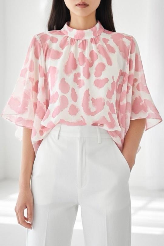 Blouses Femme Rose corail ELLE STYLE TH_26108_ALL_126_AGNES Efashion Paris