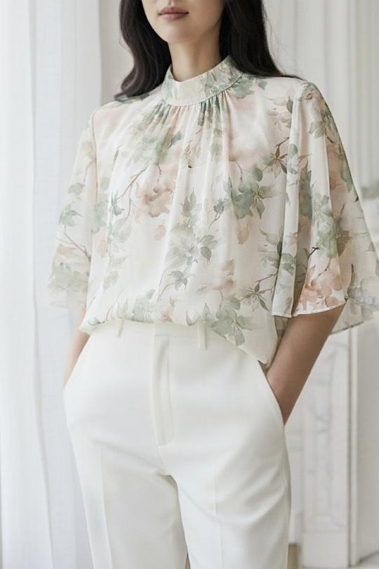 Blouses Femme Rose corail ELLE STYLE TH_26108_ALL_126_AGNES Efashion Paris