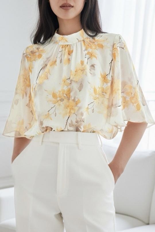 Blouses Femme Rose corail ELLE STYLE TH_26108_ALL_126_AGNES Efashion Paris