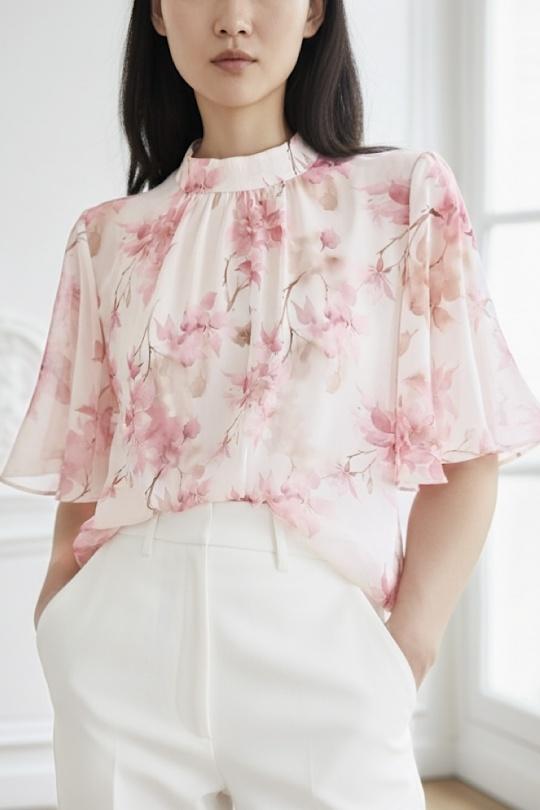 Blouses Femme Rose corail ELLE STYLE TH_26108_ALL_126_AGNES Efashion Paris