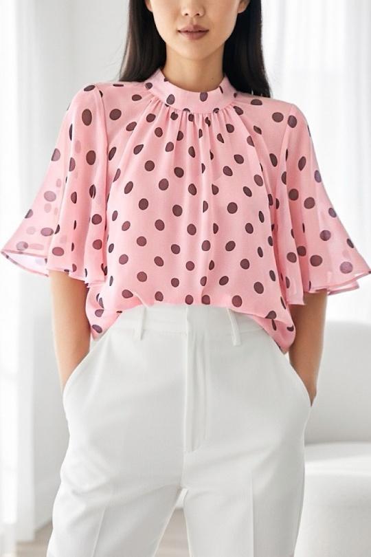 Blouses Femme Rose corail ELLE STYLE TH_26108_ALL_126_AGNES Efashion Paris