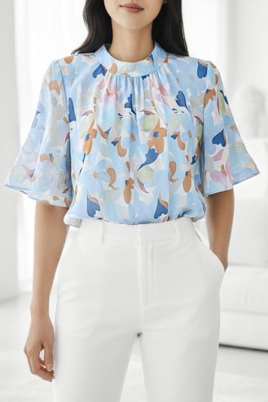 Blouses Femme Rose corail ELLE STYLE TH_26108_ALL_126_AGNES Efashion Paris