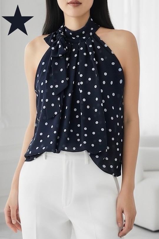 Tops Femme Jaune Citron ELLE STYLE GL_0795_POIS_ANAIS526 Efashion Paris