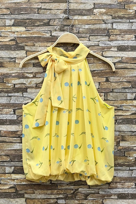 Tops Femme Jaune Citron ELLE STYLE GL_0795_POIS_ANAIS526 Efashion Paris