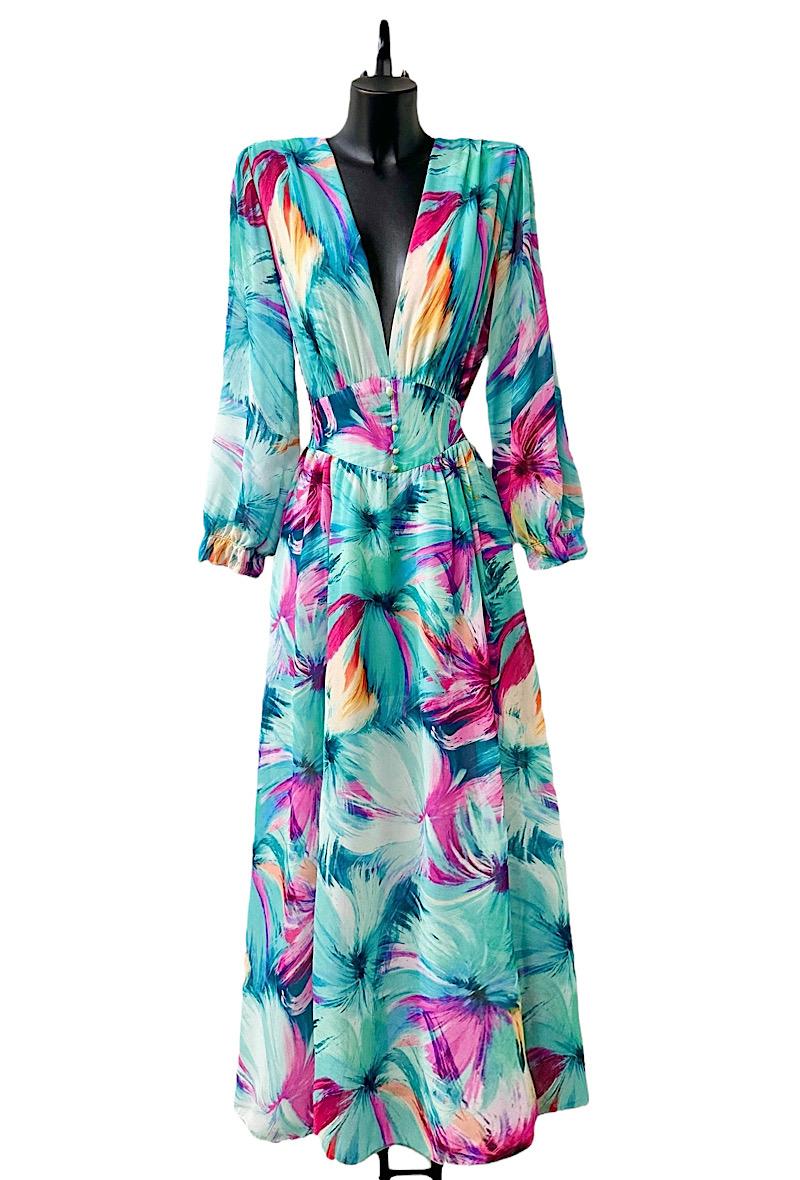 Abiti maxi Donna Turquoise/petrol blue ELLE STYLE GL_8990_TURQ_JULIETTA #c Efashion Paris