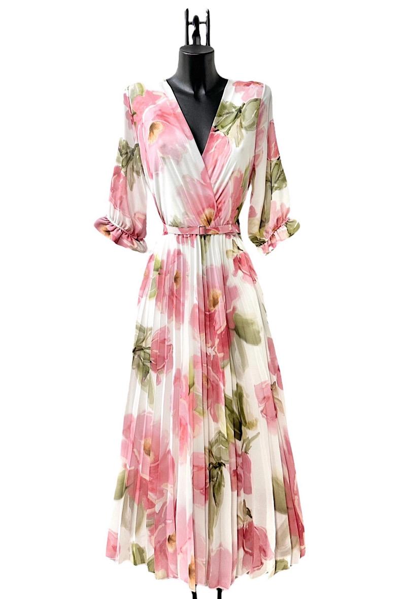 Robes longues Femme Rose ELLE STYLE TH_891_FLEURE_LISA #c Efashion Paris