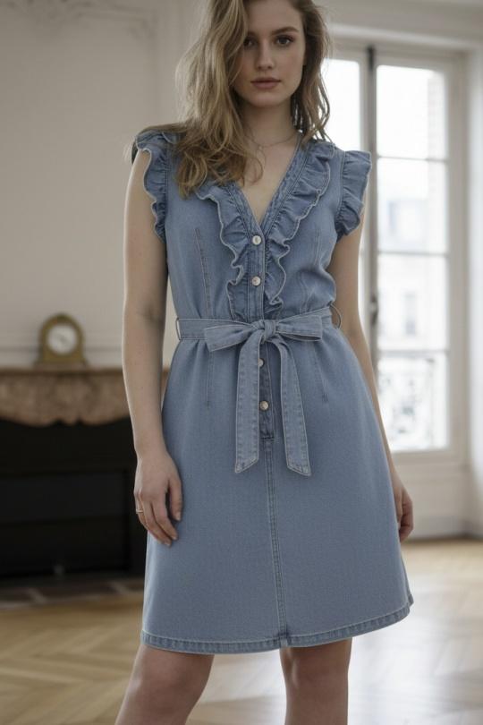 Robes courtes Femme Bleu foncé Esther.H H8125 Efashion Paris