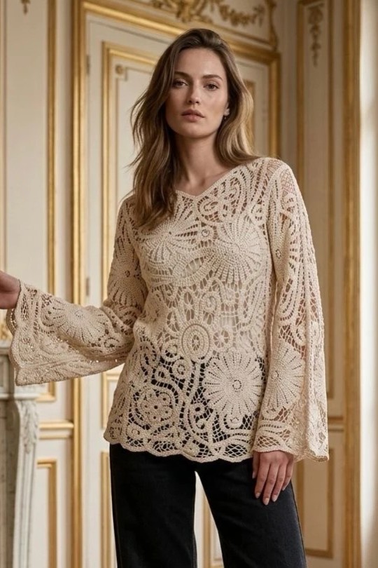 Tops Femme Beige Esther.H ZX995 Efashion Paris