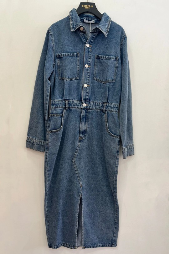 Robes mi-longues Femme Bleu Esther.H H8126 Efashion Paris