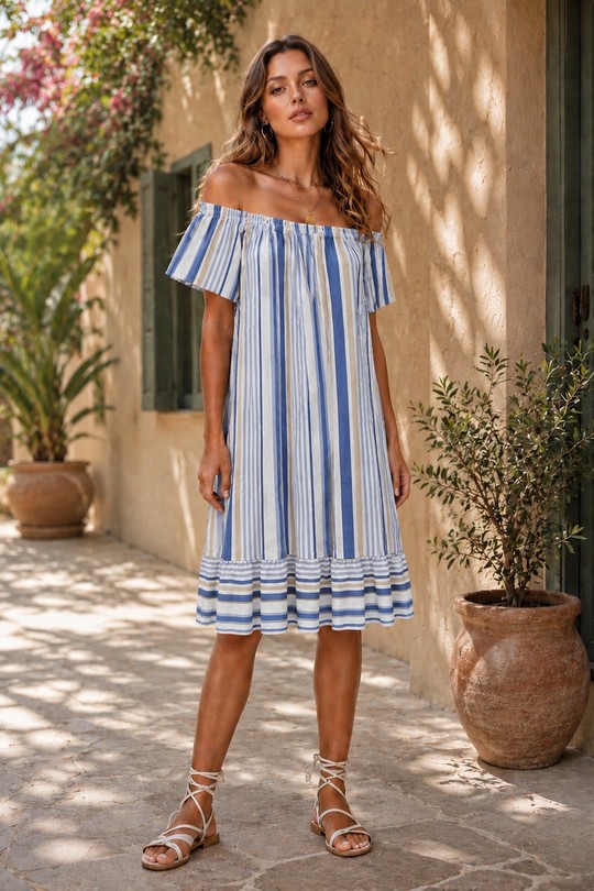 Robes mi-longues Femme Bleu ciel CBELLE TU808 Efashion Paris