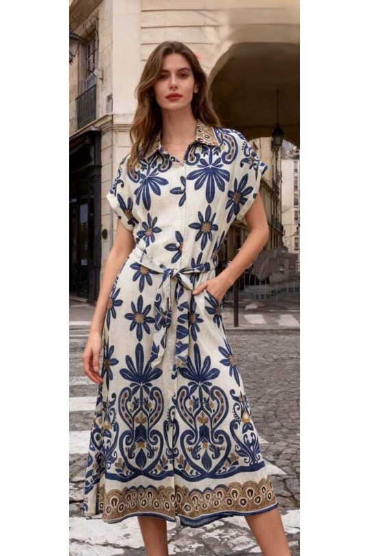 Robes mi-longues Femme Bleu REVD'ELLE L4462-ROBE Efashion Paris