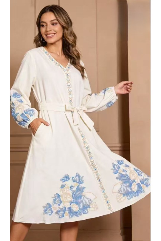 Robes mi-longues Femme Ecru REVD'ELLE L4781-ROBE Efashion Paris