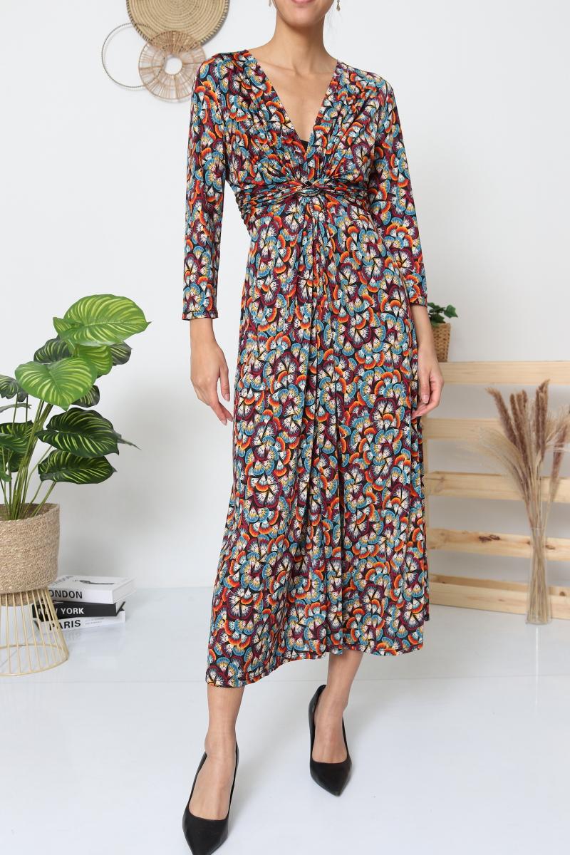 Robes longues Femme Rouge REVD'ELLE 10496-MOUNA  #c Efashion Paris