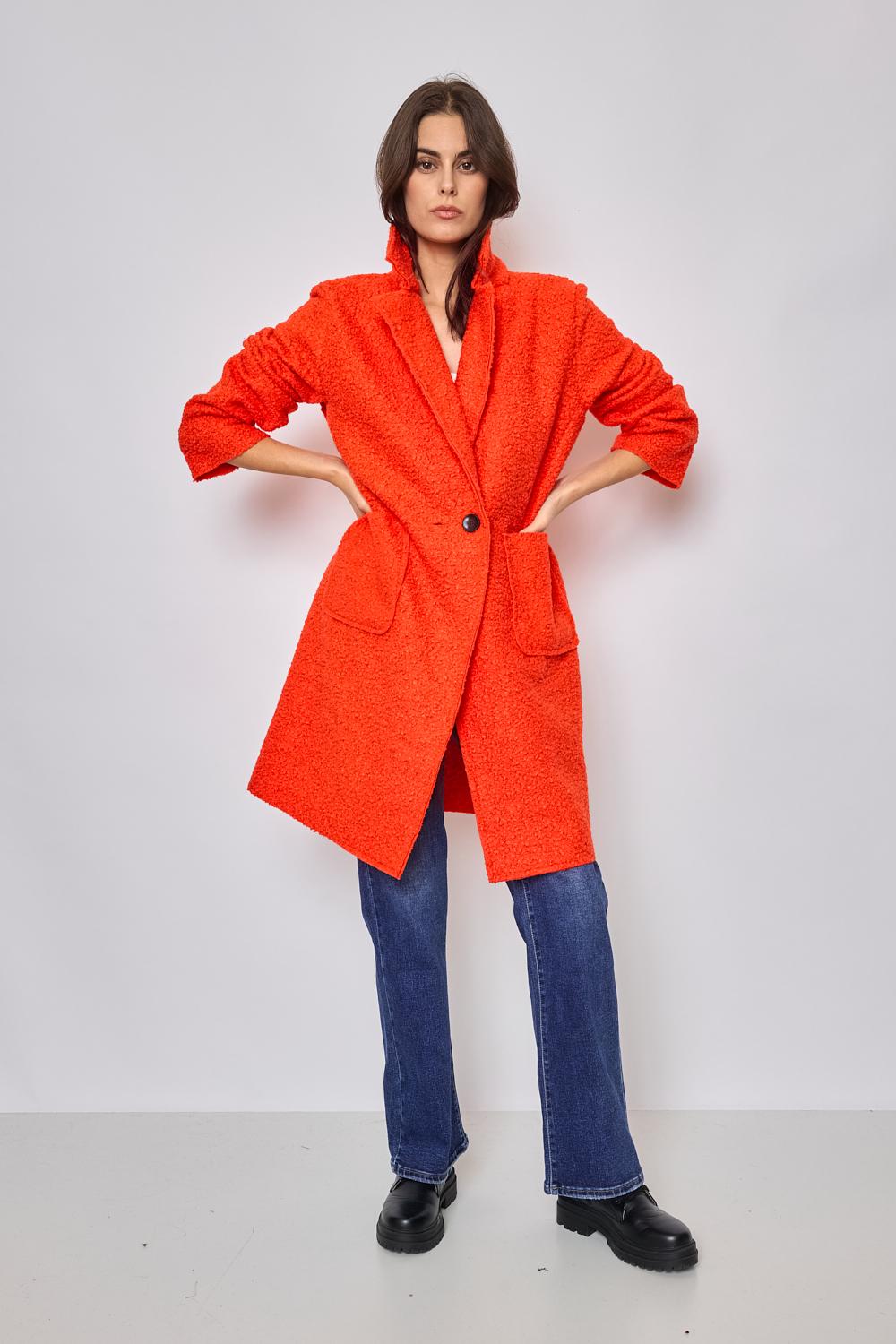 Abrigos Mujer Neon Orange REVD'ELLE 8907-MANTEAUX #c Efashion Paris