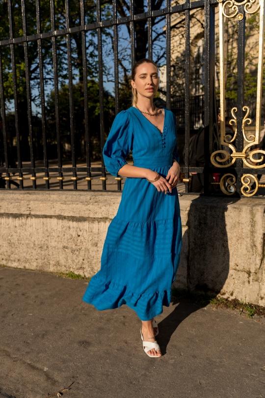 Robes longues Femme Bleu royal Choklate 81046-1 Efashion Paris