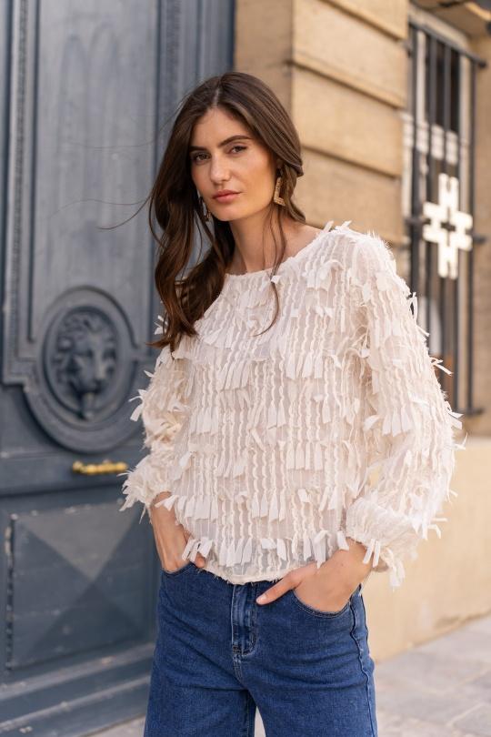 Blouses Women Cream Choklate CK08022-3 Efashion Paris