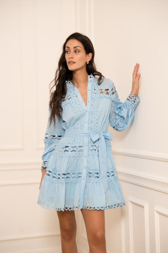 Vestidos cortos Mujer Sky blue Choklate 81033 Efashion Paris