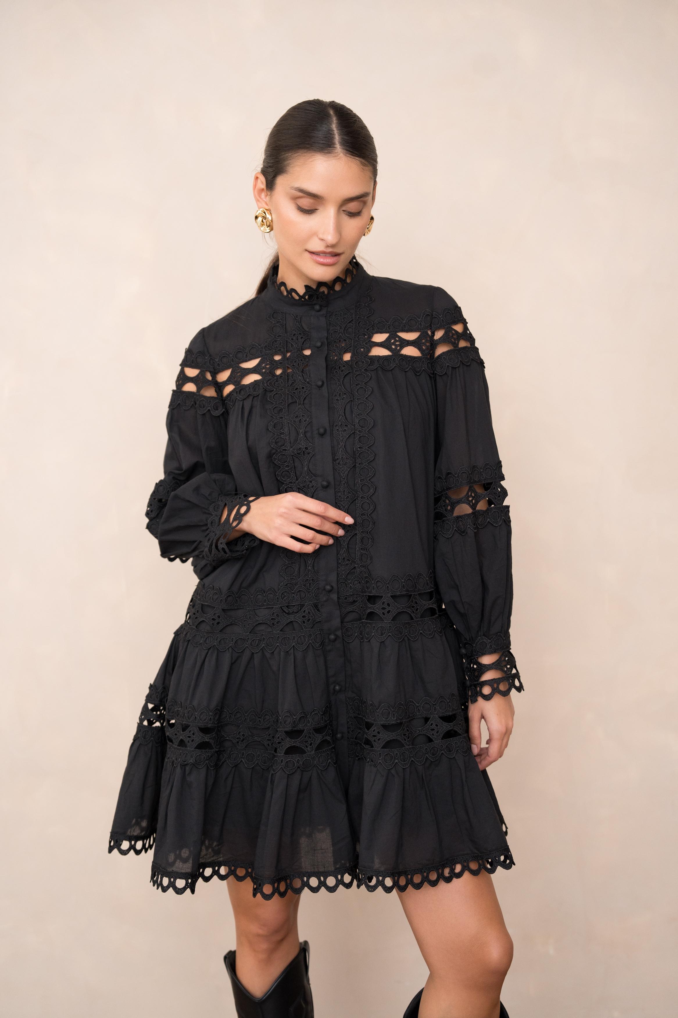 Robes courtes Femme Noir Choklate 81033 #c Efashion Paris