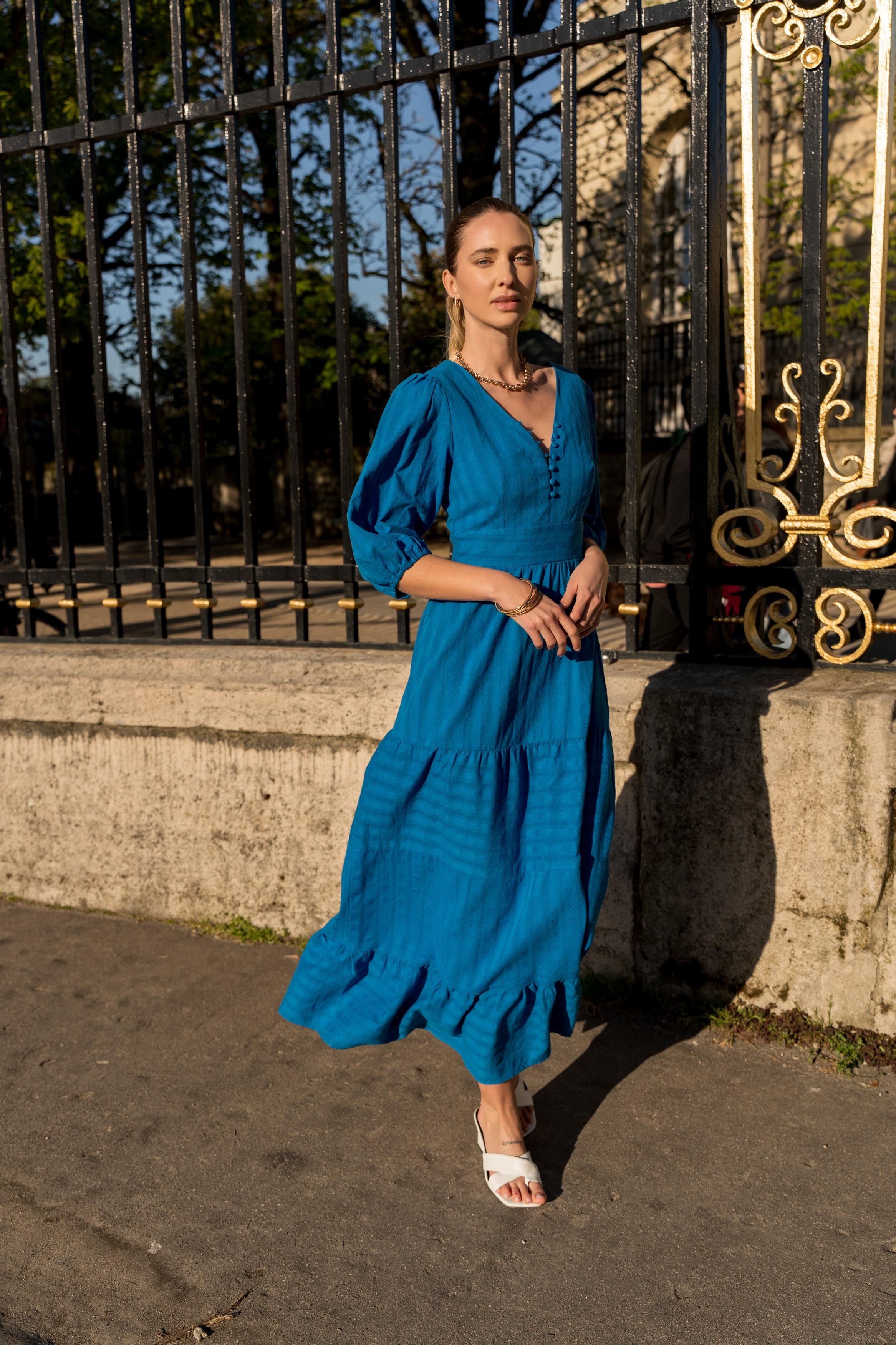 Robes longues Femme Bleu royal Choklate 81046-1 #c Efashion Paris