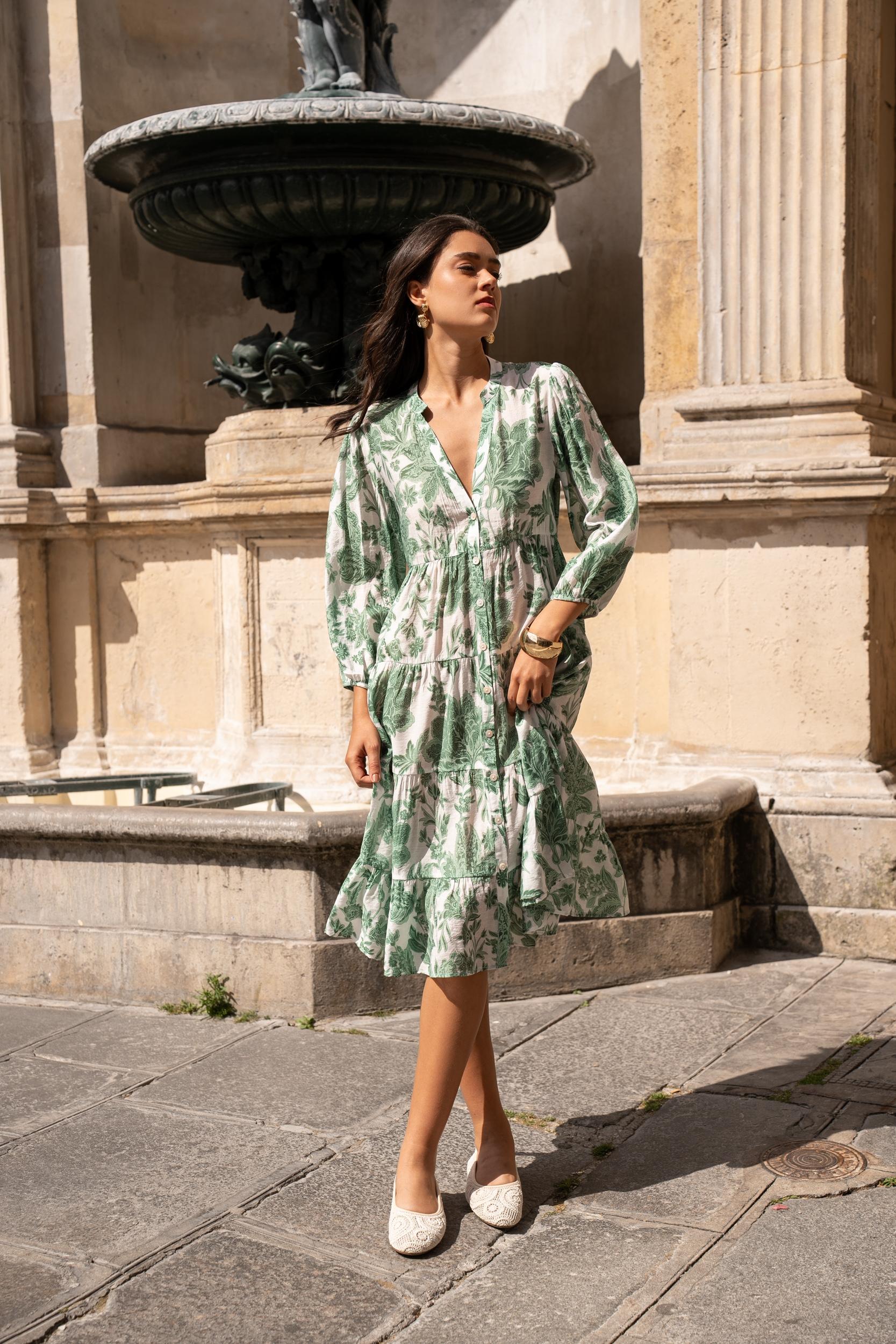 Robes mi-longues Femme Vert Choklate CK08388 #c Efashion Paris