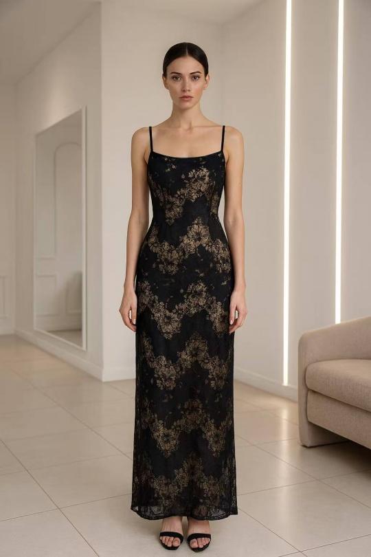 Abiti maxi Donna Black FP&Co. 502605 Efashion Paris