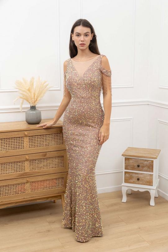 Vestidos de fiesta Mujer Taupe FP&Co. 512096 Efashion Paris