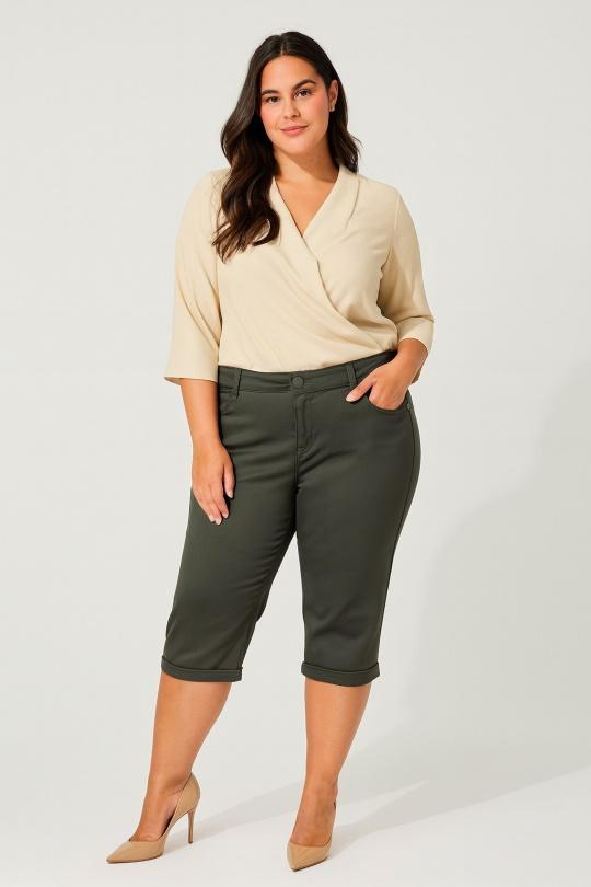 Pantacourts Femme Kaki WORLD FASHION L2001 Efashion Paris