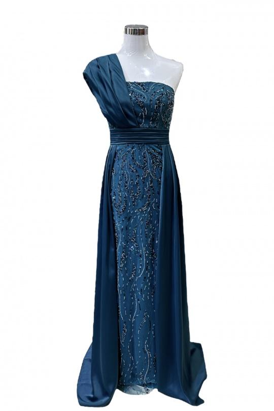 Robes de soirée Femme Bleu canard Les Voiliers 1842 Efashion Paris