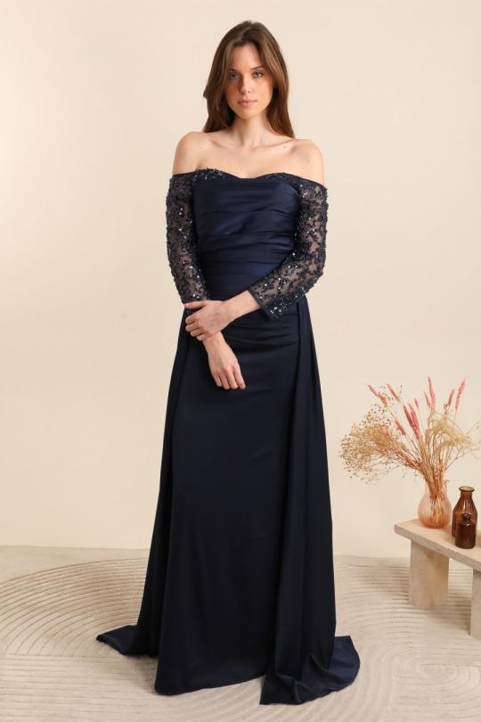 Robes de soirée Femme Bleu marine Les Voiliers 1863 Efashion Paris