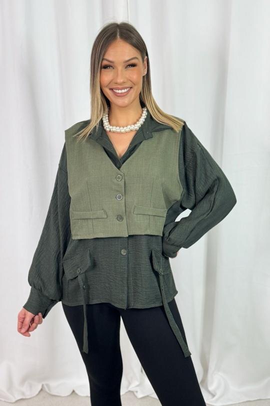 Top Donna Khaki PROMISE 80264 Efashion Paris