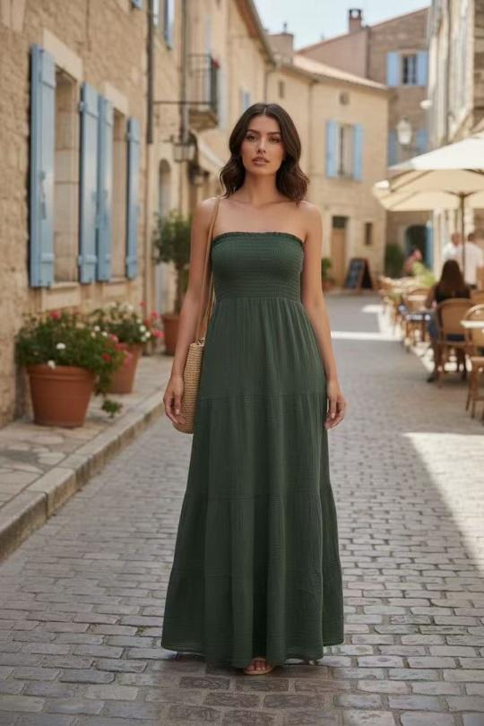 Robes longues Femme Kaki PROMISE 0120 Efashion Paris