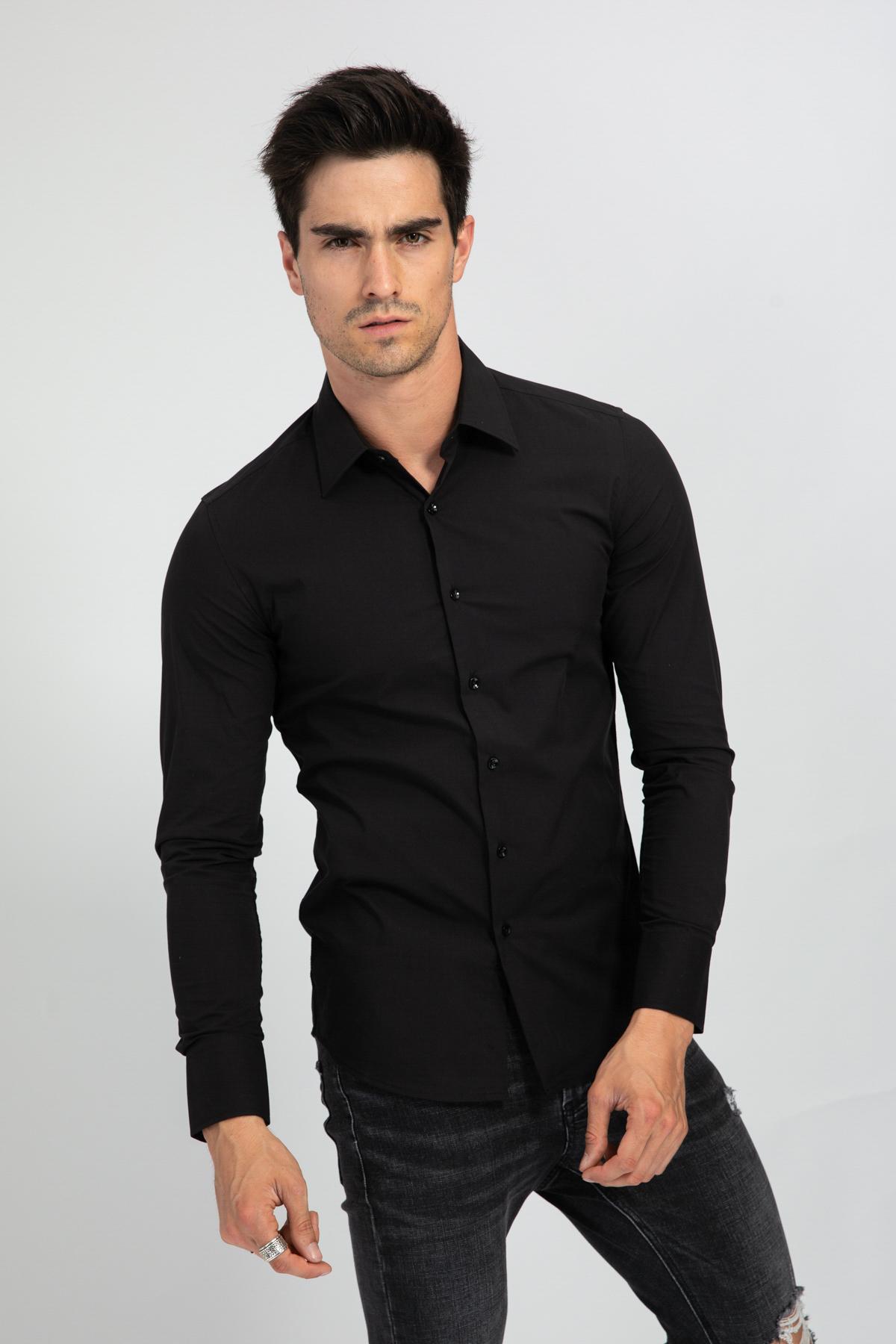 Chemises Homme Noir FRILIVIN NS7179 #c Efashion Paris