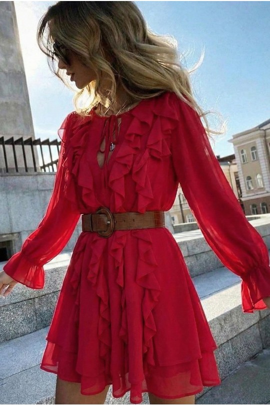 Robes courtes Femme Rouge COPPEROSE PS9367 Efashion Paris