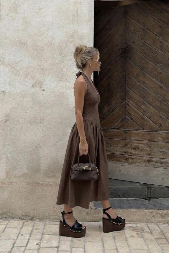 Robes longues Femme Jaune COPPEROSE PS9538S Efashion Paris