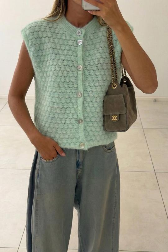 Gilets Femme Vert COPPEROSE T-19451 Efashion Paris