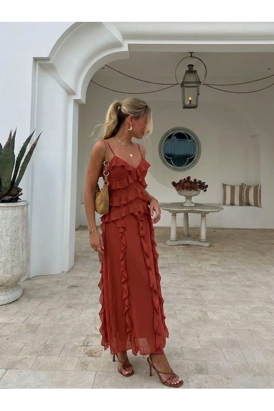 Robes longues Femme Rouille COPPEROSE AZ1612 Efashion Paris