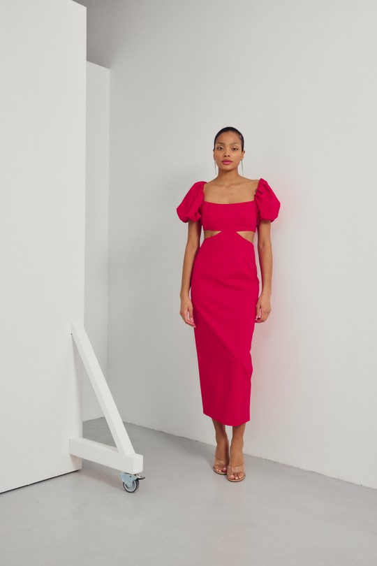 Robes mi-longues Femme Rouge COPPEROSE PS9165S-1 Efashion Paris