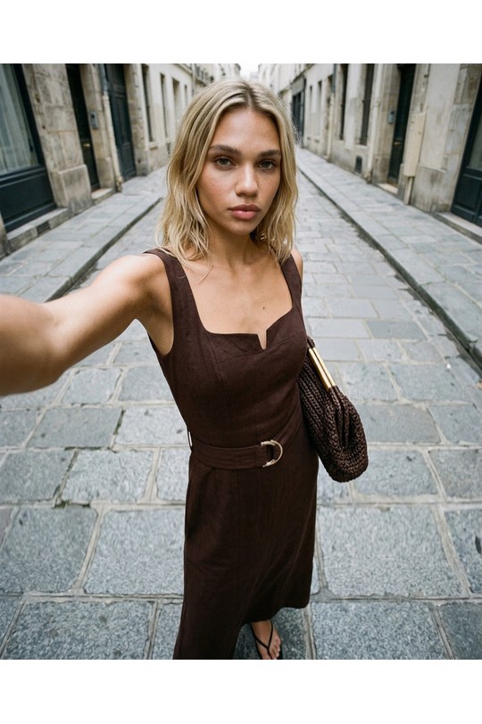 Robes longues Femme Brun COPPEROSE PS9600 Efashion Paris