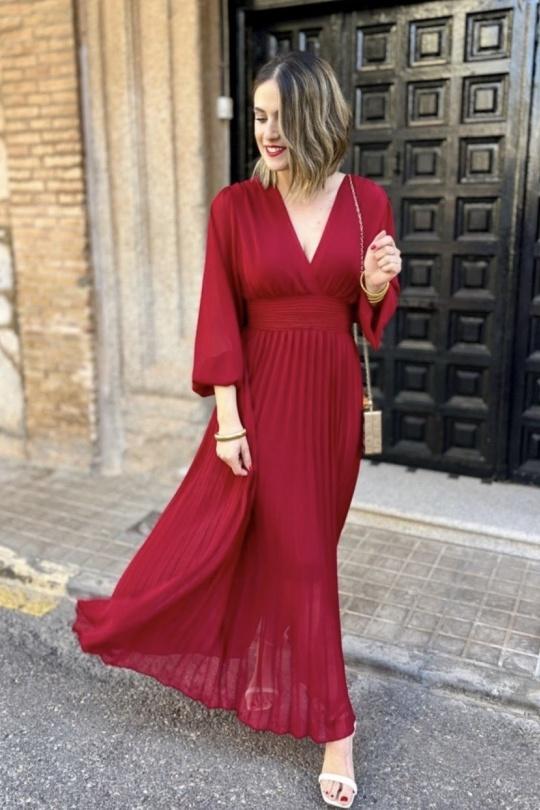 Robes longues Femme Rouge foncé KAIA 10375 Efashion Paris