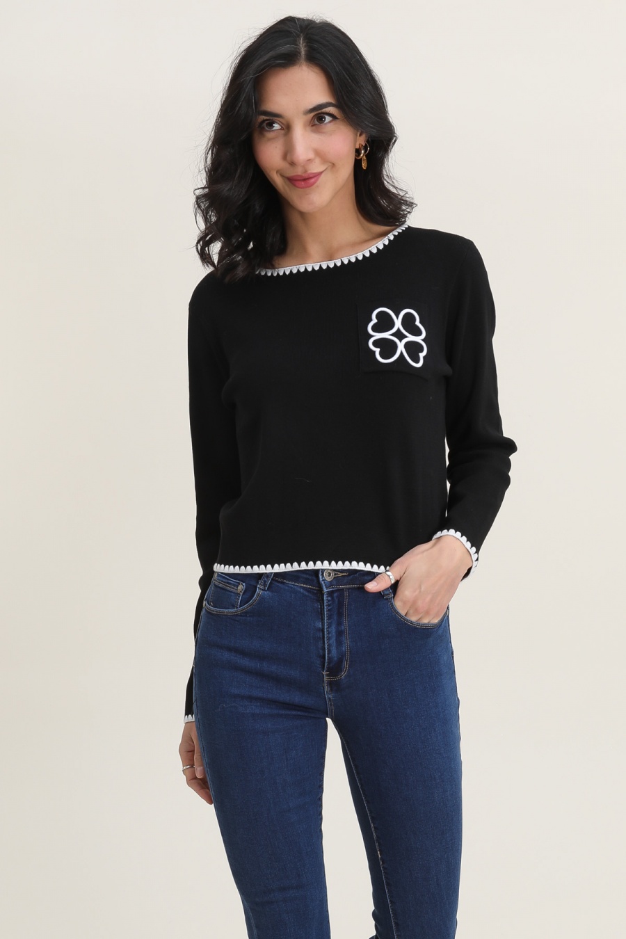 Jumpers Women Black white Vegas 8105 #c Efashion Paris