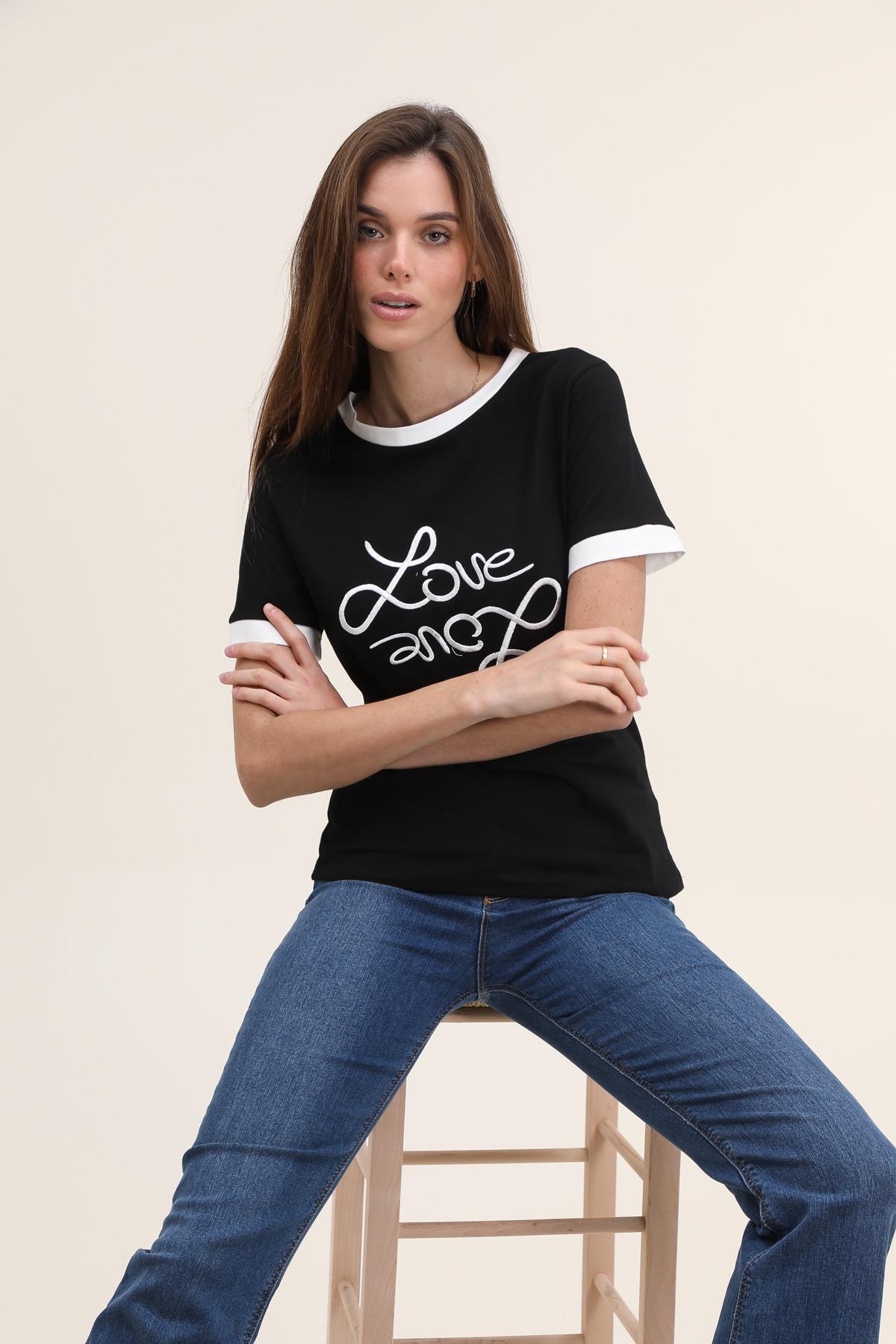 T-shirts Donna Black Vegas 610380 #c Efashion Paris