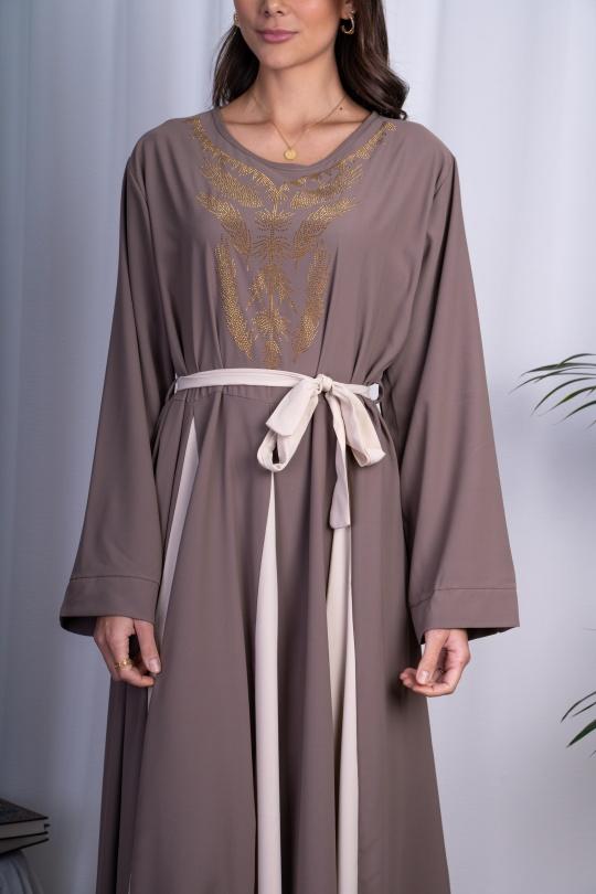 Abaya Femme Taupe ANGELOOK MC-R20113 Efashion Paris