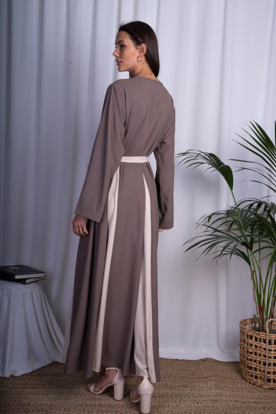 Abaya Femme Taupe ANGELOOK MC-R20113 Efashion Paris